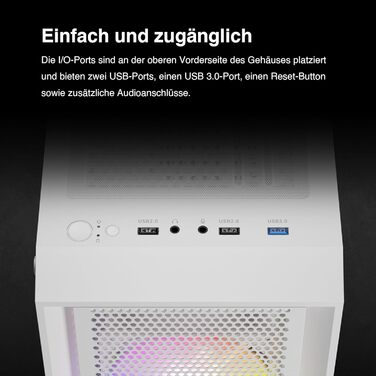 Корпус для ПК GAMDIAS AURA GC2 ELITE WH ARGB: Midi-Tower з 4 RGB-вентиляторами, сітчаста передня панель, скло, підтримка синхронізації материнської плати, чорний