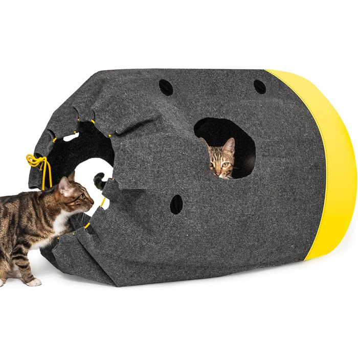 Килимок-іграшка для котів з тунелем, інтерактивна іграшка-центр активностей, розвиваюча іграшка для котів, килимок-іграшка для котів (L)