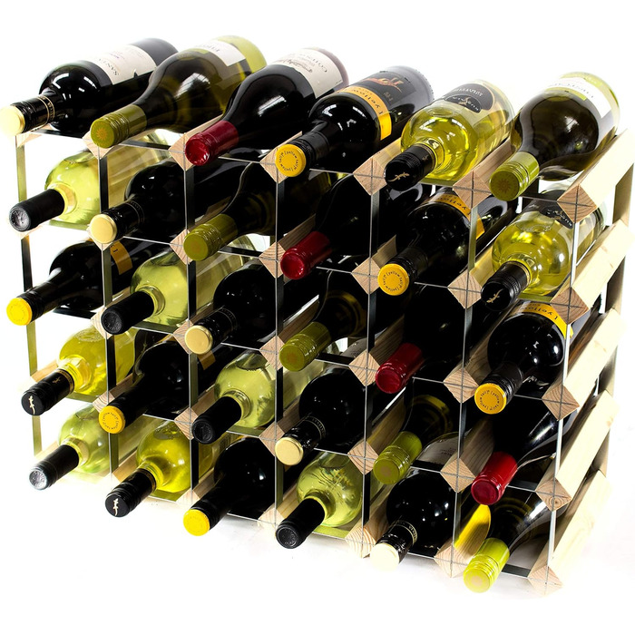 Cranville wine racks Classic 30 (6x4) Bottle Pine Wood and Galvanized Metal Wine Rack, Fully Assembled