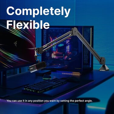 IXTECH Dynaisches мікрофон з нирковою характеристикою RGB, USB/XLR, для студії, подкастів, стрімінгу, запису, геймінгу, співу, Voice-Over, білий (MI06 Large)