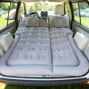 Надувний матрац для авто SUV, вантажівки та кемпінгу - матрац для заднього сидіння з електричною помпою, сірий
