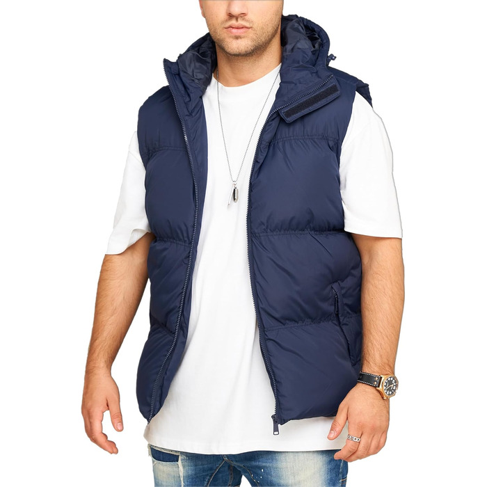 Чоловіча тепла жилетка Behype з капюшоном, стеганий пуховик, розмір XL, темно-синій