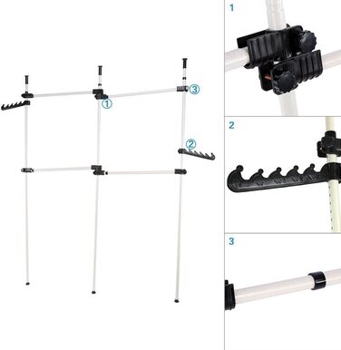EBTOOLS Telescopic Clothes Rail System, Steel Clothes Rack, 240 kg, 160-320 cm, including 105 cm Clothes Rail