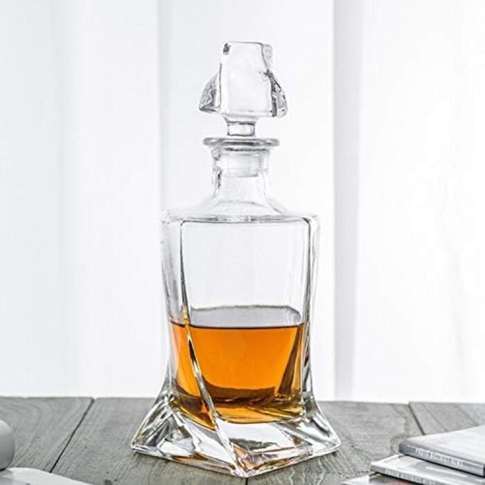 Square Whiskey Decanter Set with 2 Glasses in Gift Box - Scotch, Whiskey & Wine Decanter for Men & Women
