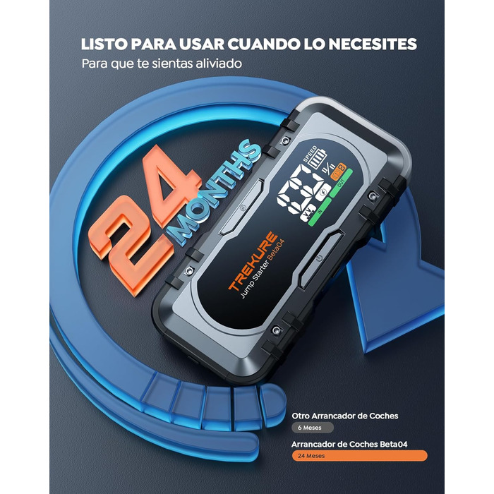 Повербанк для автомобіля TREKURE 27000mAh, 6000A, 12V, з LED-ліхтарем 600 люмен, швидка зарядка 65W