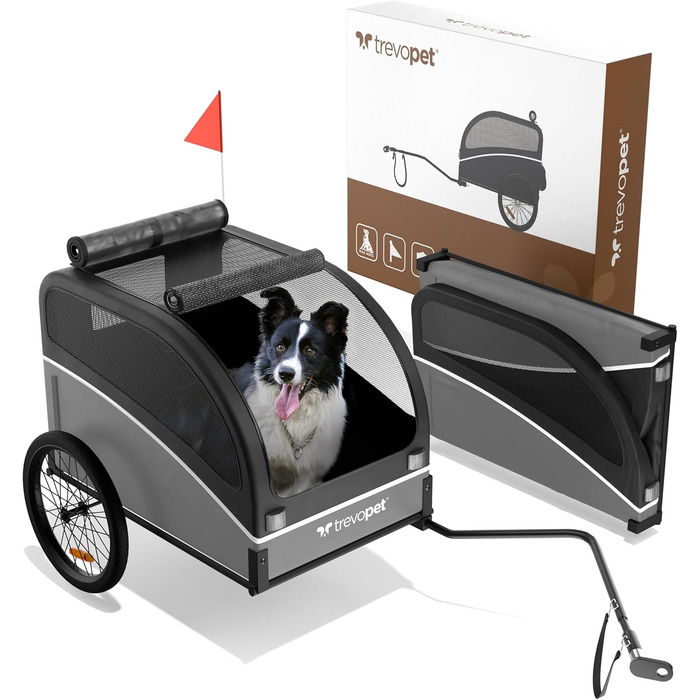 Фаркоп для велосипеда з собакою - Складаний фаркоп для собак до 40 кг з відбивачами, сумісний з електровелосипедами, чорний (сірий)