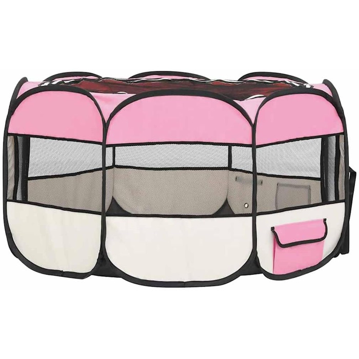Вольєр для цуценят VidaXL, розкладний, 145x145x61 см, рожевий