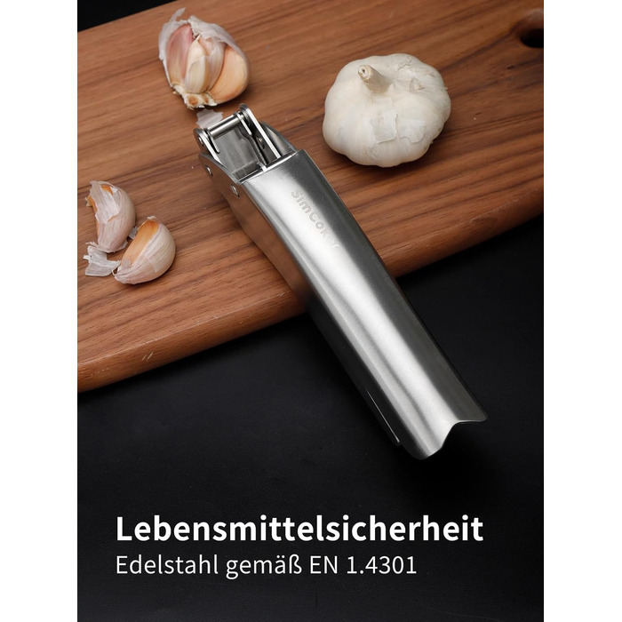 Преміум-прес для часнику з нержавіючої сталі EN 1.4301 – не потребує очищення, придатний для миття в посудомийній машині, інтегрований дизайн, легко чистити, 5 років гарантії