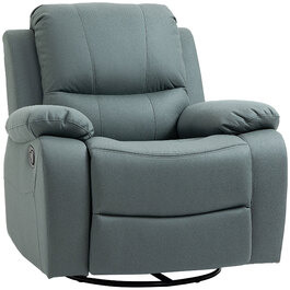 HOMCOM Swivel TV Chair, 135° Reclining, Weight Capacity 330 lbs, Reclining Chair with Footrest for Living Room & Bedroom, Polyester, Green