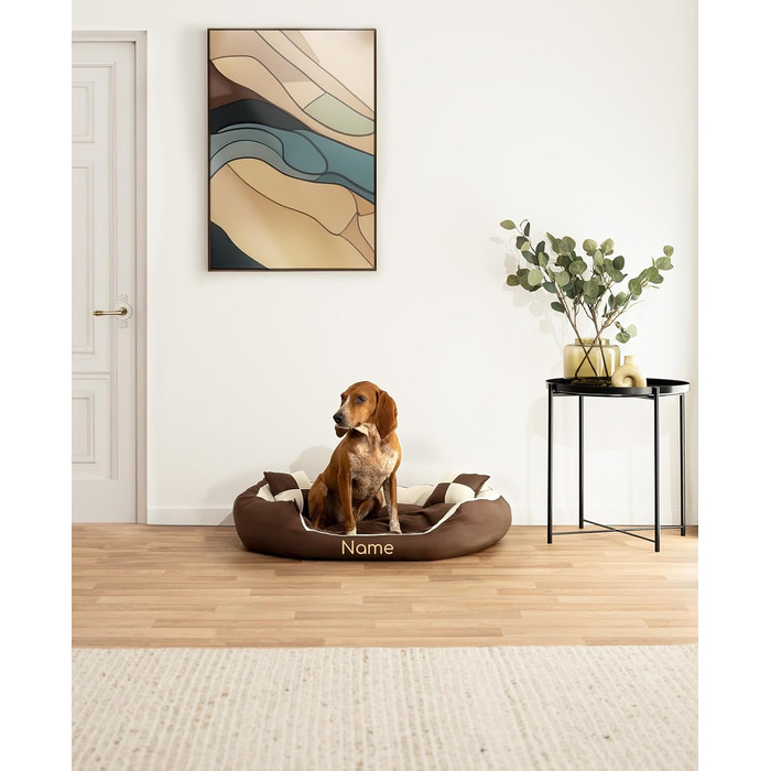 Ліжко для собак та котів Lionto 4-в-1 з поворотним подушкою, 65x50 см, з міцного оксфорду, водонепроникне, з глибоким входом, включає декоративну подушку (85x70x20 см, коричневий/бежевий)