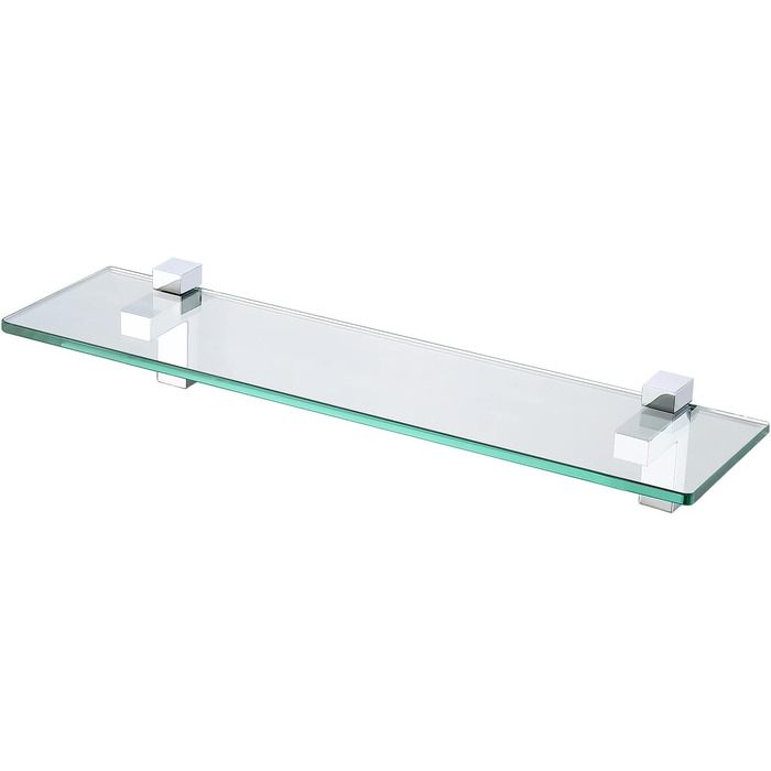 KES Shower Shelf for Hanging, Bathroom Shelf, Wall Shelf, Shower Glass Shelf, 8mm Shower Shelf, Bathroom Shelf, Tempered Glass with Shelf Supports, 60cm Brushed Nickel, BGS3201S60-2 (50 CM, Polished Chrome)