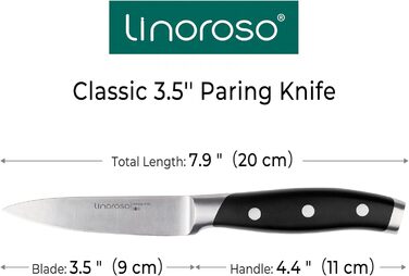 Кухонний ніж Linoroso Classic 9 см – овочевий, універсальний, з німецької вуглецевої сталі, ергономічна ручка, у подарунковій коробці