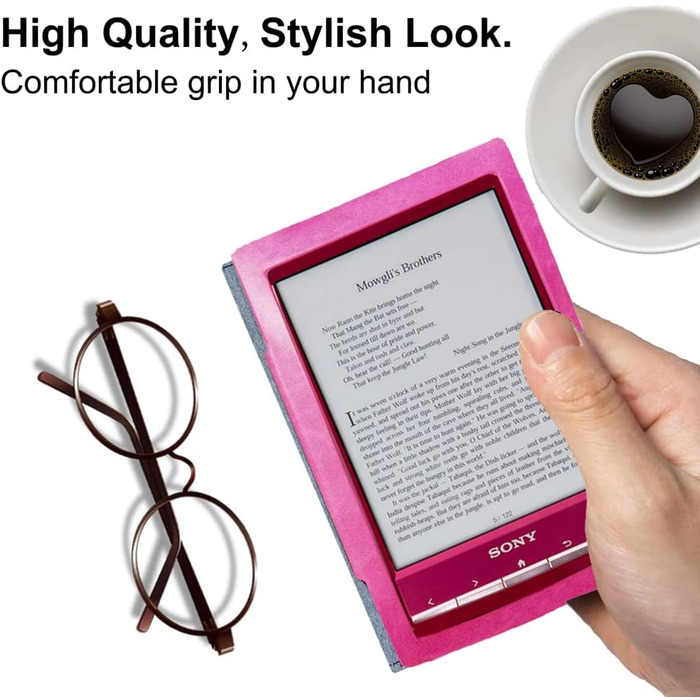 Чохол для Sony PRS-T2/PRS-T1 (6 дюймів), рожевий, з PU-шкіри