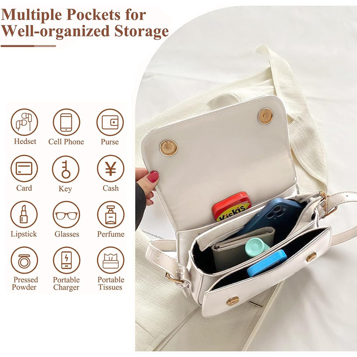 Сумка жіноча через плече PU шкіра, маленька сумка-шопер для повсякденного використання, роботи та відпочинку (молочно-біла)