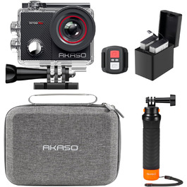 Екшн-камера AKASO EK7000 Pro 4K Ultra HD, 20 МП, Wi-Fi, водонепроникна до 40 м, сенсорний екран, ширококутна, EIS стабілізація, з пультом 2.4G та набором з 25 аксесуарів, плаваючий тримач, чохол