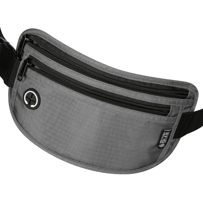 Чоловіча та жіноча поясна сумка Vinato з захистом від крадіжок та RFID, сіра. Ідеальна для подорожей, фестивалів, спорту та зберігання документів.