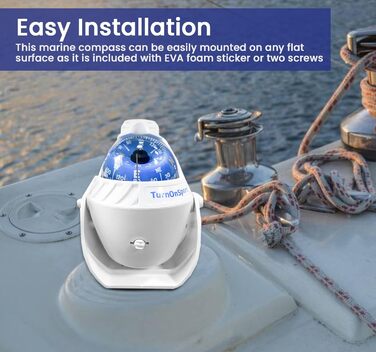 Flush-mount Boat Compass Bracket – Suction Cup Boat Compass Dashboard – Navigation Marine Compass Boats Surface Mount – Illuminated Dashboard Compass Ship – Electronic