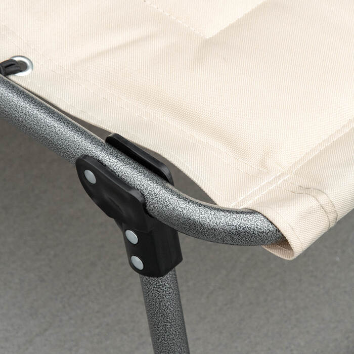 Outsunny Sun Lounger, foldable garden chair with headrest, side pocket, recliner with 5-position adjustable backrest, weather-resistant camping lounger with a weight capacity of 130 kg, for garden, beach, pool, Beige | Aosom