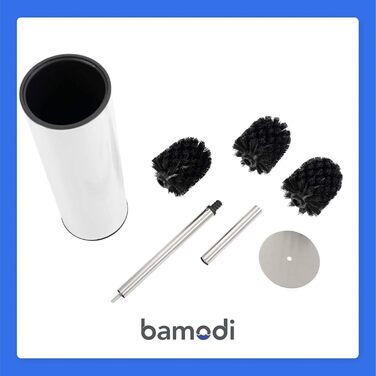 Щітка для унітазу Bamodi з підставкою - щітка для унітазу з довгою ручкою та жорсткою щетиною для ретельного та легкого прибирання - ідеальна для ванної кімнати та гостьового туалету (Матовий сірий, 1)