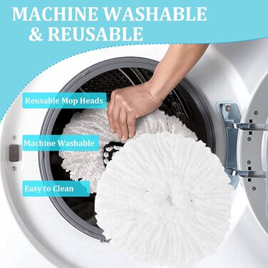 APOCHON 10 Pack Spin Mop Replacement Heads, 100% Microfiber, Spin Mop Refill Heads, 360° Micro Replacement Mop Head for Easy Home Cleaning, Floor Wiper (Mop and Bucket Not Included)