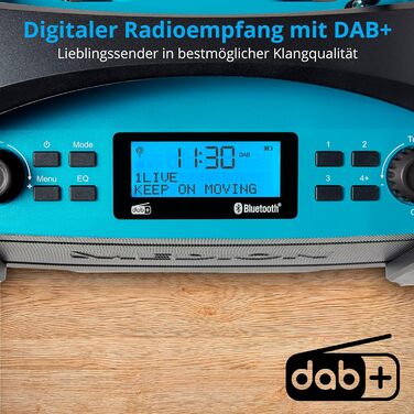 Радіоприймач Medion E66877 DAB+ Baustellenradio: Bluetooth 5.0, DAB+, FM, LED-ліхтар, акумулятор/мережа, водонепроникний (IP44), синій