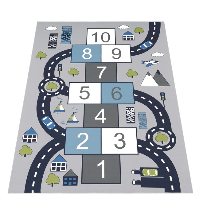 Дитячий килим Paco Home для хлопчиків та дівчаток, 140x200 см, сірий, антиковзкий, сучасний килим в дитячу кімнату