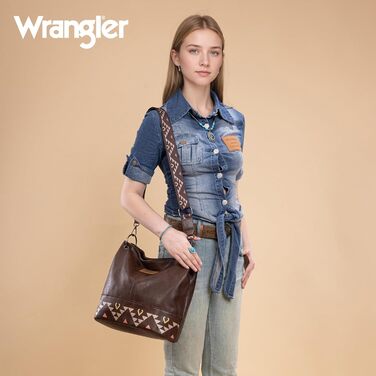 Сумка жіноча Wrangler Hobo з екошкіри, верхня ручка, кросбоді та сумка-тоут (Western Coffee)