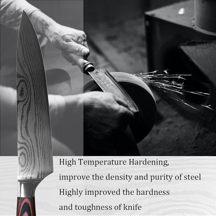 Набір кухонних ножів Gustrug 8 предметів з нержавіючої сталі, гострі ножі з ергономічною ручкою, подарункова коробка, для дому та ресторану