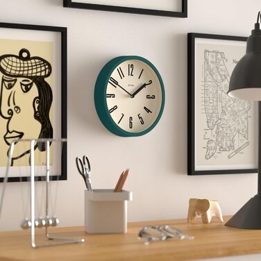JONES CLOCKS® Hot Tub Wall Clock | Small Retro Round Clock | 20cm | Easy-to-read numbers | Ideal for kitchen, office, kids' room or any small room (Dark Green)