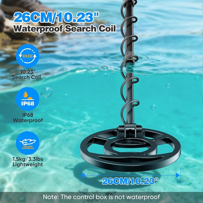 Металодетектор для дорослих та дітей, 5 режимів, професійний, пошук золота, IP68, вологостійкий, LCD дисплей, висока чутливість (GT965H)