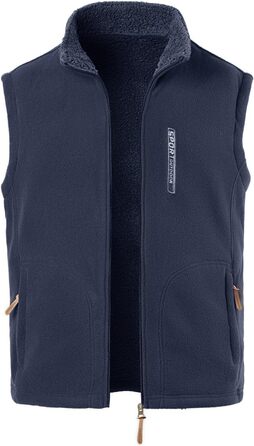 Чоловічий флісовий жилет з високим коміром для активного відпочинку, теплий зимовий жилет, чоловічий жилет з кишенями на блискавці, з підкладкою (синій, 3XL)