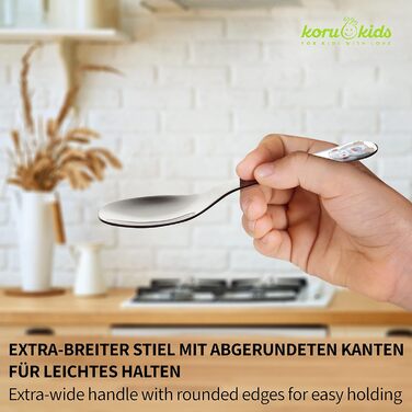 Набір дитячого столового прибору Koru Kids® Kinderbesteck Pinguin (4 шт.) з нержавіючої сталі – столовий прилад для навчання дітей, придатний для миття в посудомийній машині