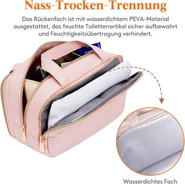 Lifewit Косметичка для подорожей 5L, Водовідштовхувальна, з відділенням для мокрого, Рожева