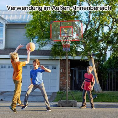 Баскетбольний кошик для дітей та підлітків Yohood Outdoor з регулюванням висоти, мобільний, з PC-зворотньою панеллю 82x53 см та збільшеною основою (червоний)