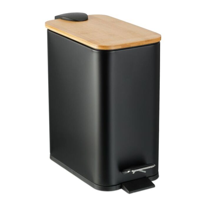 Relaxdays Waste Bin 5 l with Bamboo Lid
