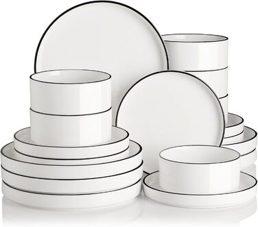 Набір посуду Sweejar Home з кераміки на 4 особи (12 предметів): тарілки та миски з порцеляни, богемський стиль, набір для обіду, безпечний у мийці та мікрохвильовці