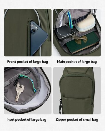 Чоловіча/Жіноча сумка через плече Waterfly: Messenger Bag, Sling Bag, Crossbody Bag для спорту, подорожей, велоїзди та піших прогулянок (Хакі)