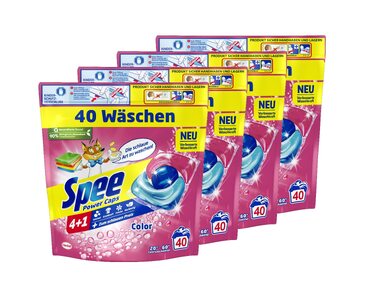 Капсули для прання кольорової та темної білизни Spee Power Caps Color, 240 прань (4+1, 40 шт x 6), пральний засіб для яскравості та свіжості