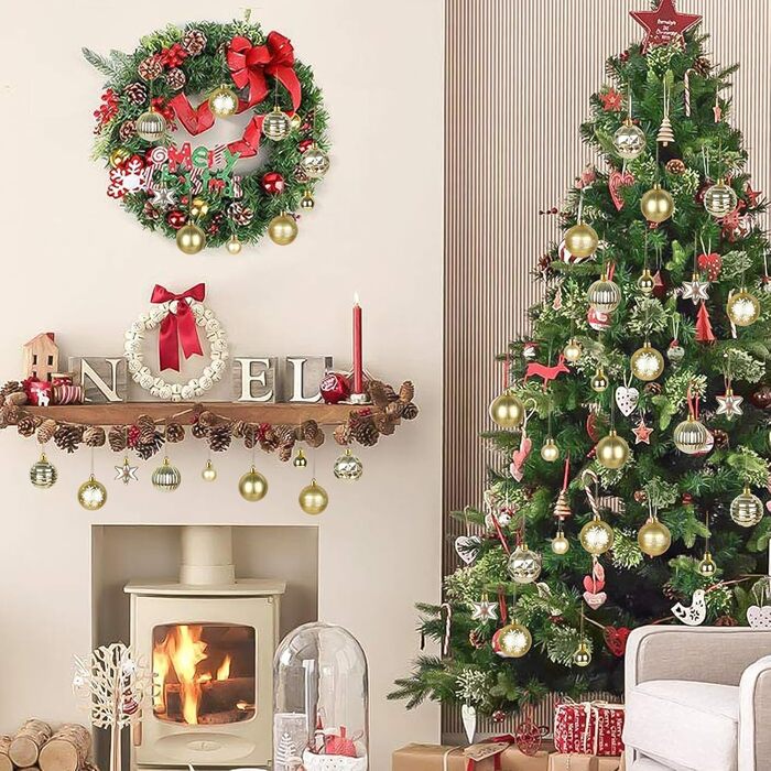 Набір прикрас на ялинку 44 шт. (6см та 3см), блакитний та сріблястий, для дому та вулиці