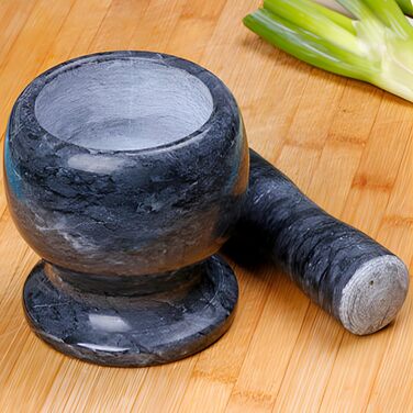 Гранітний ступка та товкачок Retoo - міцний набір для спецій та трав, сірий, 10,7x10,7 см