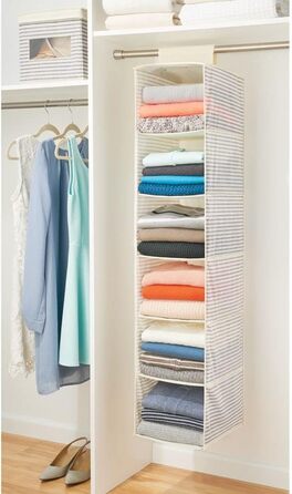 Тканинний підвісний шафа mDesign – 6 полиць – сірий та чорний колір, ідеально для одягу, ременів, клатчів