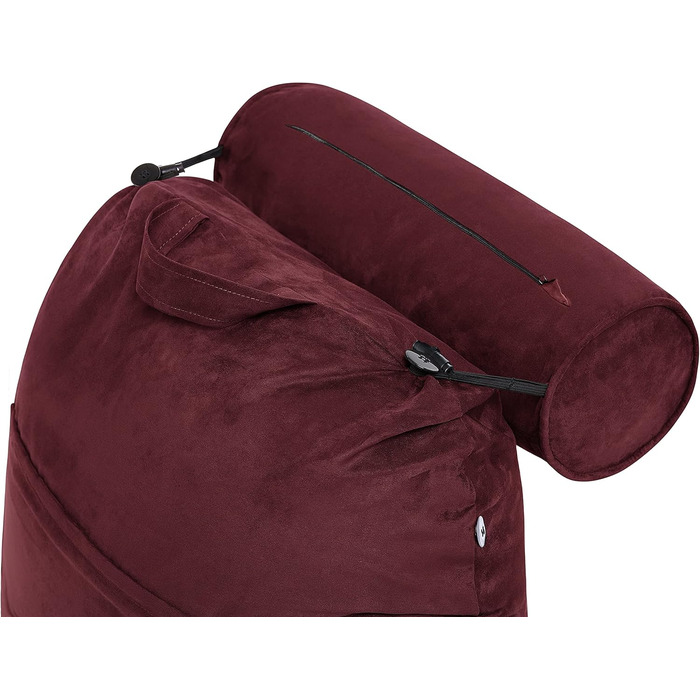 Подушка для чоловіка з підлокітниками - велика, для читання та відпочинку в ліжку. Висока спинка, преміум піна з пам'яті, знімна подушка для шиї на стрічці (Aspen Beige, | Arizona Burgundy)