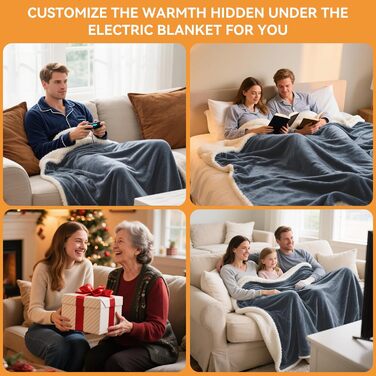 Електрична ковдра Olycism з автовимкненням, 160x130 см, 10 режимів нагріву, таймер, захист від перегріву, для дому та офісу, сіра