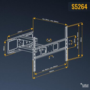 Кріплення для телевізора RICOO S9564: універсальний настінний тримач для телевізорів 40-75 дюймів (VESA 600x400, до 45 кг)