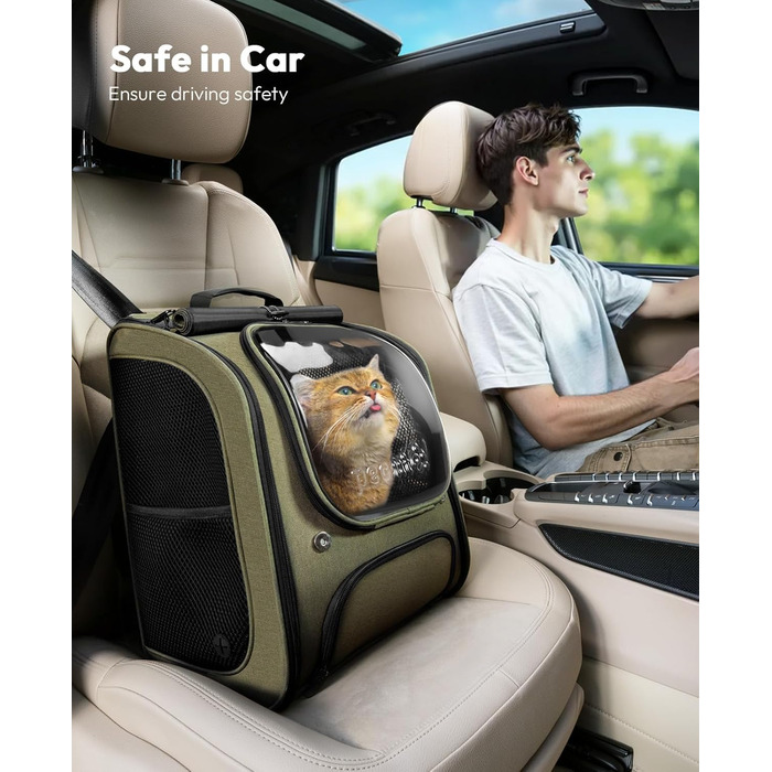 Плед-рюкзак для кота Pecute з сіткою, портативний та складаний, дихаючий та легкий, для собак та котів, 42*32*26 см, оливковий