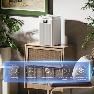 Електричний осушувач повітря 2.2L з LED дисплеєм, тихий, з таймером та підсвічуванням, авто-стоп та авто-розморожування, для спальні та ванної кімнати