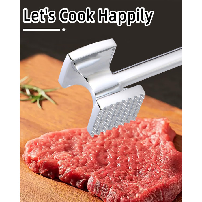 Тідеван Fleischhammer Fleischklopfer: Подвійний молоток для м'яса з нержавіючої сталі 27 см, Antihaft, для стейків, шніцелів, ковбасок, свинини, курки