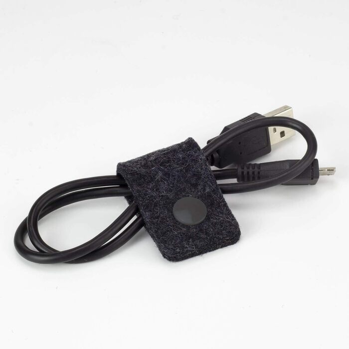 Wool felt bag for electronics accessories, anthracite, anthracite button