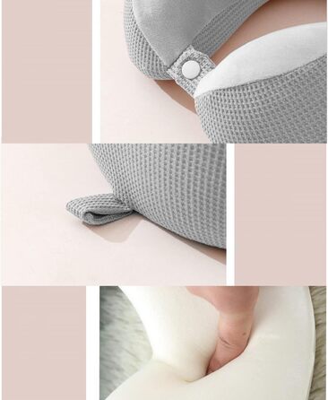Подушка для шиї у подорожах, Memory Foam, сіра. Зручна та портативна подушка для сну в дорозі, кемпінгу та подорожей. Швидка упаковка.