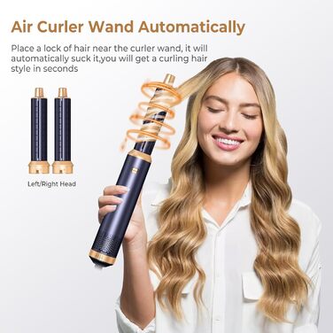 Набір для укладки волосся Neue Air Styler: іонізатор, фен-щітка, 32 мм локони, для об'єму, сушіння, випрямлення та локонів. 1000 Вт, 3 температурні режими, блакитний колір